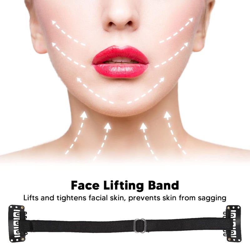 woobles 4PCS Face Lifting Band with Hairclip, Eyebrows and Eyes Lift Clip Kit, Adjustable Elastic Facial Lift Belt, Eye Wrinkle Removal Belt (Black) - Image 2